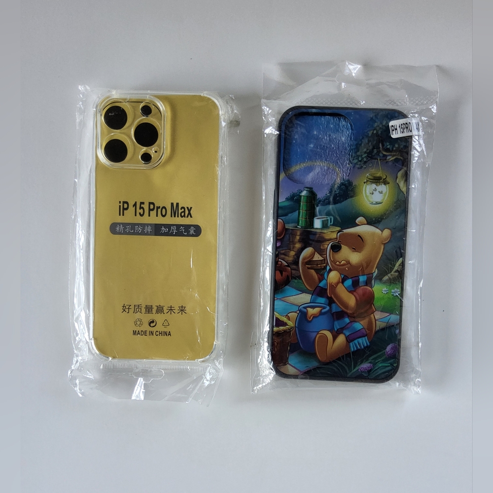 2 pack iPhone 15 Pro Max protective painted case ‎ (Winnie-the-Pooh and Clear )